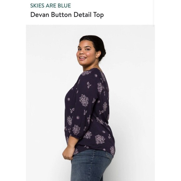 SKIES ARE BLUE Plus Size 2X Boho Lorinda Embroidery Floral Top NWT BOX1 - Picture 2 of 12